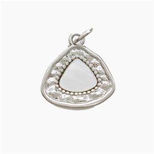 Copper Triangle Pendant Pave Shell Platinum Plated, approx 15mm [FN53028]