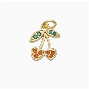 Copper Cherry Pendant Pave Zirconia Gold Plated, approx 11mm [FN53033]