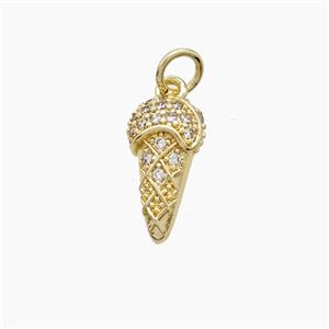Copper Ice Cream Pendant Pave Zirconia Gold Plated, approx 8-14mm [FN53055]