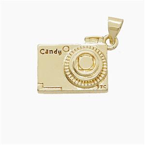 Copper Camera Pendant Candy Gold Plated, approx 13-16mm [FN53065]