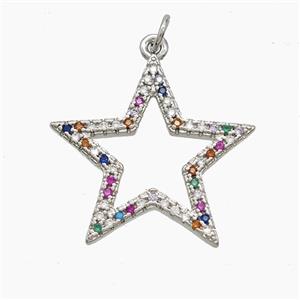 Copper Star Pendant Pave Zirconia Platinum Plated, approx 25mm [FN53070]
