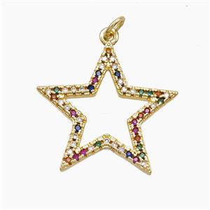 Copper Star Pendant Pave Zirconia Gold Plated, approx 25mm [FN53071]
