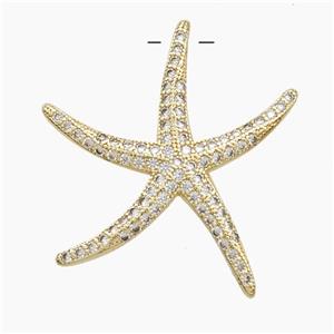 Copper Starfish Pendant Pave Zirconia Gold Plated, approx 30mm [FN53073]