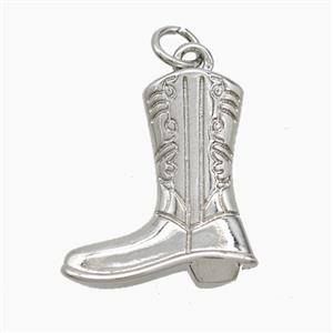 Cowboy Boots Copper Shoes Pendant Platinum Plated, approx 17-19mm [FN53078]