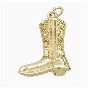 Cowboy Boots Copper Shoes Pendant Gold Plated, approx 17-19mm [FN53079]