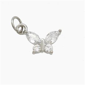 Copper Butterfly Pendant Pave Zirconia Platinum Plated, approx 7-11mm [FN53080]