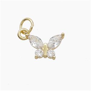 Copper Butterfly Pendant Pave Zirconia Gold Plated, approx 7-11mm [FN53081]