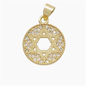 Copper DavidStar Pendant Pave Zirconia Gold Plated, approx 15mm [FN53083]