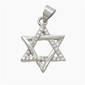 Copper DavidStar Pendant Pave Zirconia Platinum Plated, approx 17mm [FN53084]