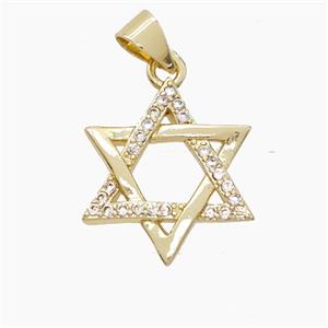 Copper DavidStar Pendant Pave Zirconia Gold Plated, approx 17mm [FN53085]