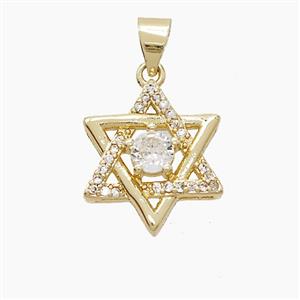 Copper DavidStar Pendant Pave Zirconia Gold Plated, approx 16mm [FN53087]
