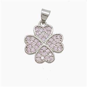 Copper Clover Pendant Pave Zirconia Platinum Plated, approx 15mm [FN53090]