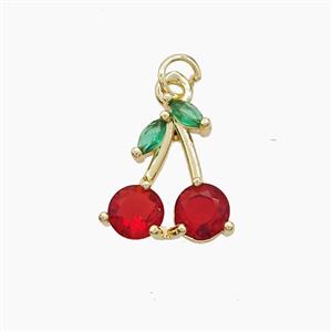 Copper Cherry Pendant Pave Crystal Glass Gold Plated, approx 12-14mm [FN53100]