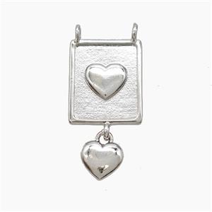 Copper Heart Pendant 2loops Platinum Plated, approx 13-18mm, 7mm [FN53105]