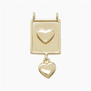Copper Heart Pendant 2loops Gold Plated, approx 13-18mm, 7mm [FN53106]
