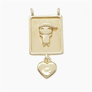 Copper Kidsboy Pendant 2loops Heart Gold Plated, approx 13-18mm, 7mm [FN53108]