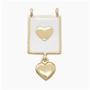 Copper Heart Pendant White Enamel 2loops Gold Plated, approx 13-18mm, 7mm [FN53113]