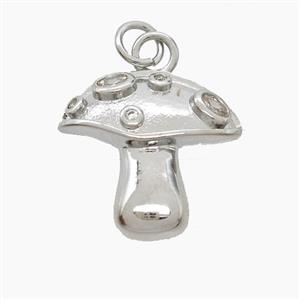 Copper Mushroom Pendant Pave Zirconia Platinum Plated, approx 16-18mm [FN53119]