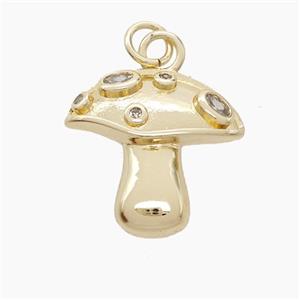 Copper Mushroom Pendant Pave Zirconia Gold Plated, approx 16-18mm [FN53120]