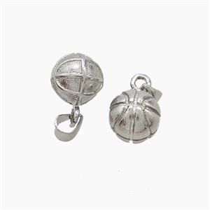 Copper Basketball Pendant Sports Platinum Plated, approx 9.5mm [FN53131]