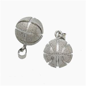 Copper Basketball Pendant Sports Platinum Plated, approx 14mm [FN53133]