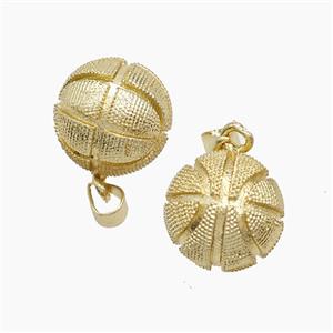 Copper Basketball Pendant Sports Gold Plated, approx 14mm [FN53134]