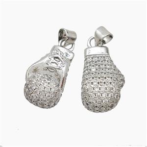 Baseball Gloves Copper Pendant Pave Zirconia Sports Platinum Plated, approx 11-18mm [FN53139]