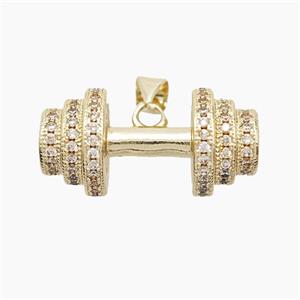 Copper Barbell Pendant Pave Zirconia Sports Gold Plated, approx 13-25mm [FN53150]