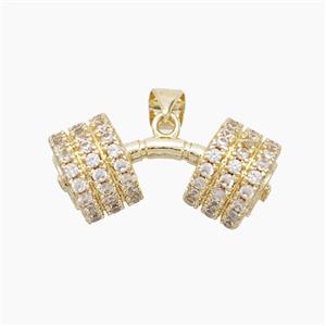 Copper Barbell Pendant Pave Zirconia Sports Gold Plated, approx 10-25mm [FN53152]