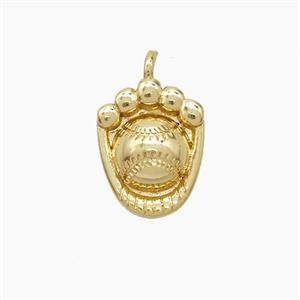 Copper Baseball And Glove Pendant Sports Gold Plated, approx 10-13mm [FN53156]