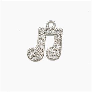 Musical Note Copper Pendant Pave Zirconia Platinum Plated, approx 11-12mm [FN53170]