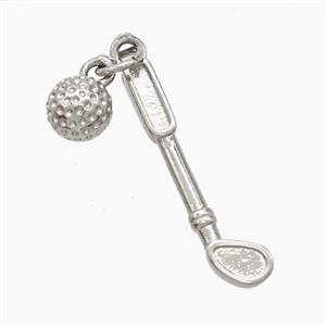 Copper Golf And Ball Pendant Sports Platinum Plated, approx 6mm, 5.5-24mm [FN53182]
