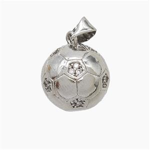 Copper Football Pendant Pave Zirconia Platinum Plated, approx 14mm [FN53200]