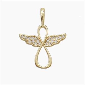 Copper Infinity Angel Wings Pendant Pave Zirconia Gold Plated, approx 16mm [FN53203]
