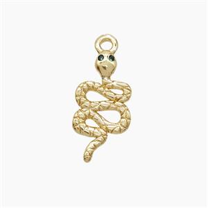 Copper Snake Pendant Pave Zirconia Gold Plated, approx 8-15mm [FN53219]