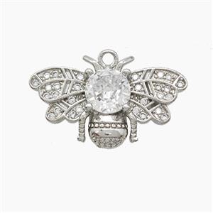Copper Honeybee Pendant Pave Zirconia Platinum Plated, approx 14-23mm [FN53224]