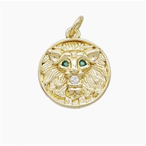 Copper Lion Pendant Pave Zirconia Gold Plated, approx 15mm [FN53245]
