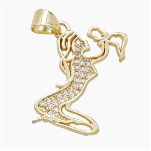 Copper Mother And Baby Pendant Pave Zirconia Gold Plated, approx 13-20mm [FN53253]