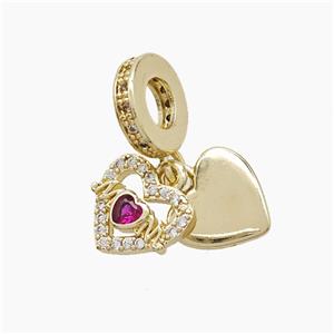Copper Heart MOM Pendant Pave Zirconia Gold Plated, approx 10mm, 10mm dia [FN53265]