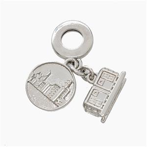 Copper House Pendant Platinum Plated, approx 6-12mm, 10mm dia [FN53290]