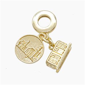 Copper House Pendant Gold Plated, approx 6-12mm, 10mm dia [FN53291]