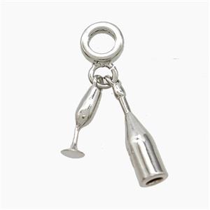 Copper Wine Bottle And Cup Pendant Platinum Plated, approx 4-17mm, 7mm dia [FN53294]