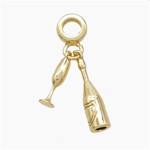 Copper Wine Bottle And Cup Pendant Gold Plated, approx 4-17mm, 7mm dia [FN53295]