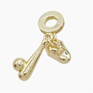 Copper Baseball And Bat Helmet Pendant Gold Plated, approx 8-11mm, 8-17mm, 10mm dia [FN53297]