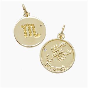 Zodiac Scorpio Copper Pendant Pave Zirconia Gold Plated, approx 16mm [FN53370]