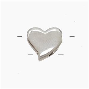 Copper Heart Beads 2holes Platinum Plated, approx 11mm [FN53378]