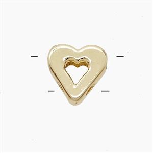 Copper Heart Beads 2holes Gold Plated, approx 11mm [FN53381]