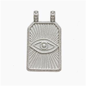 Copper Eye Pendant 2loops Rectangle Platinum Plated, approx 13-24mm [FN53388]
