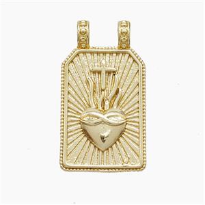 Copper Heart Pendant 2loops Rectangle Cross Gold Plated, approx 13-24mm [FN53392]