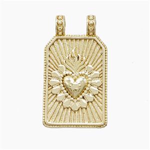 Copper Heart Pendant 2loops Rectangle Gold Plated, approx 13-24mm [FN53393]